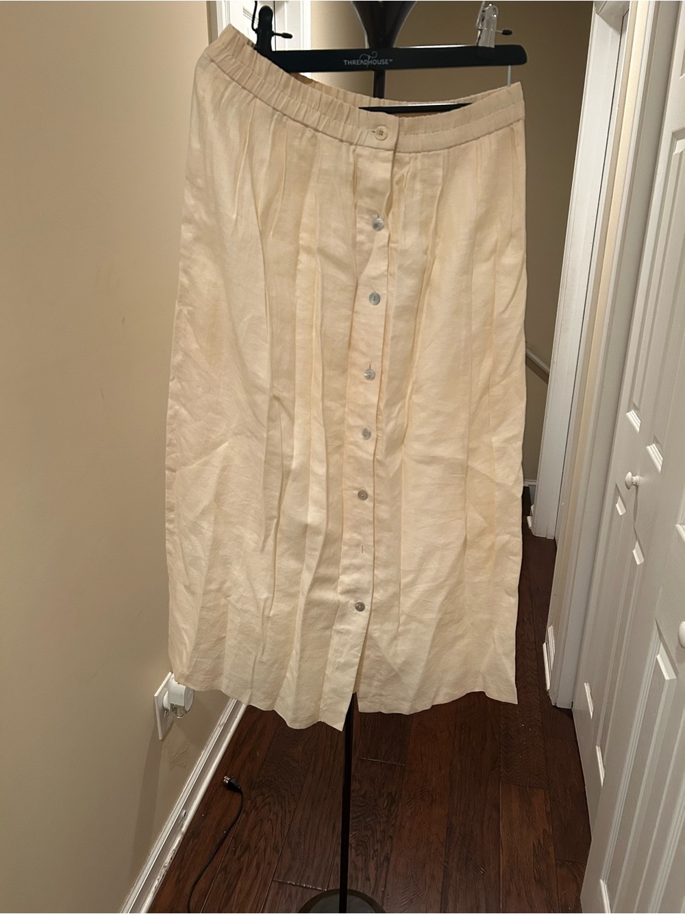 Cream Button-Front  Maxi Skirt